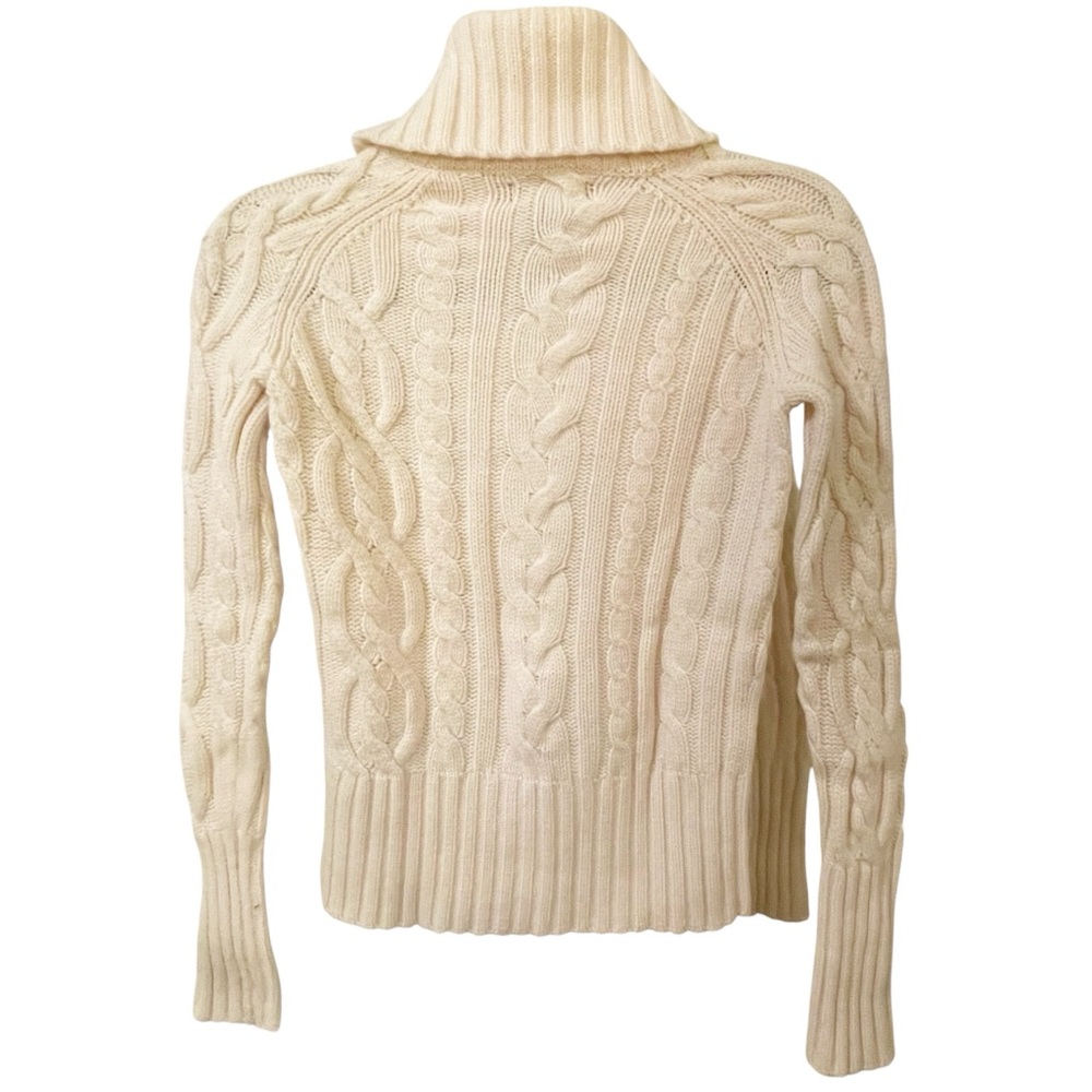 100%‎ Cashmere Chunky Aran Cable Knit Mock Neck Turtleneck Sweater Small Ivory - Picture 5 of 15